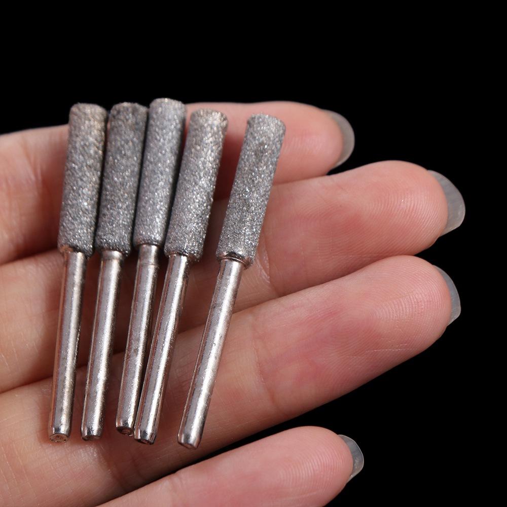 5pcs Cylindrical Burr Chainsaw Sharpener Stone Polishing Chainsaw File 4/4.8/5.5mm   Grinding Tools