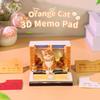 Cute Orange Cat 3D Paper Craft DIY Style Memo Pad Calendar Layered Paper Art Model 3D Calendar Paper Craft with Display Box
