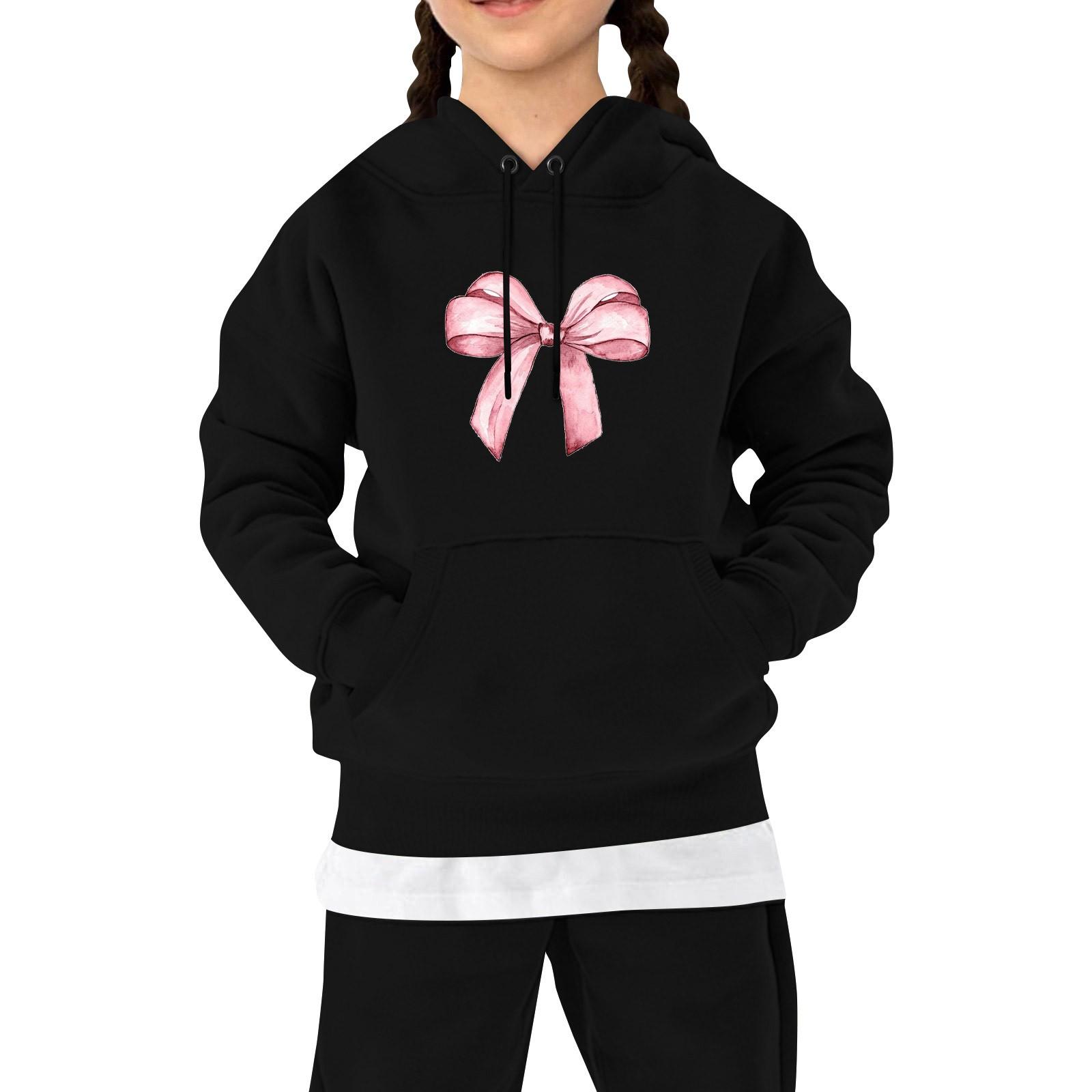 

Детская повседневная толстовка с капюшоном и принтом банта 110 чёрный