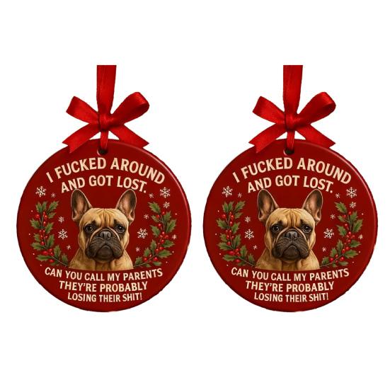 French Bulldog Ornaments for Christmas Tree Funny Acrylic French Bulldog Hanging Ornaments Gifts for Dog Lovers