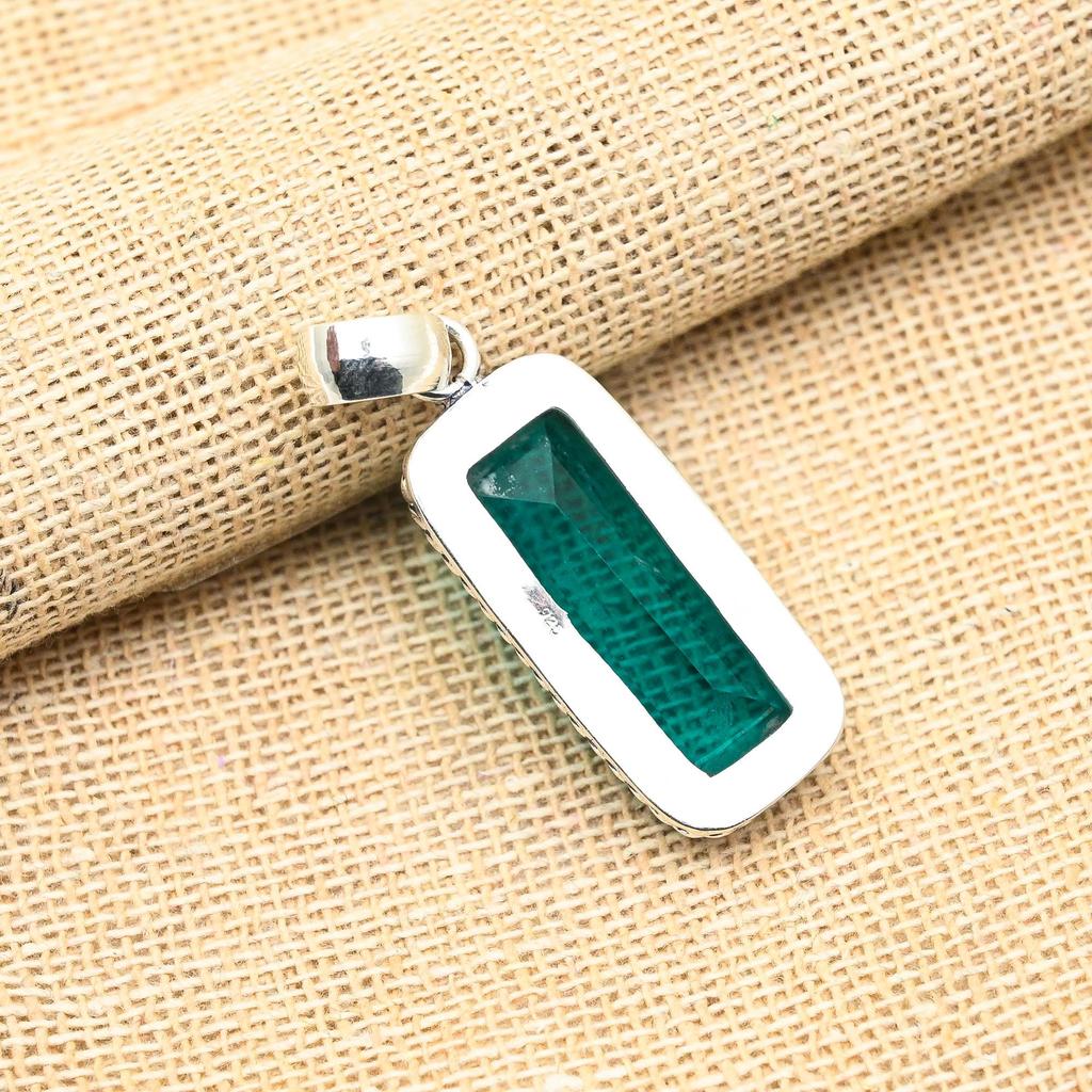 Indicolite Gemstone Handmade 925 Solid Sterling Silver Pendant Jewelry For Women