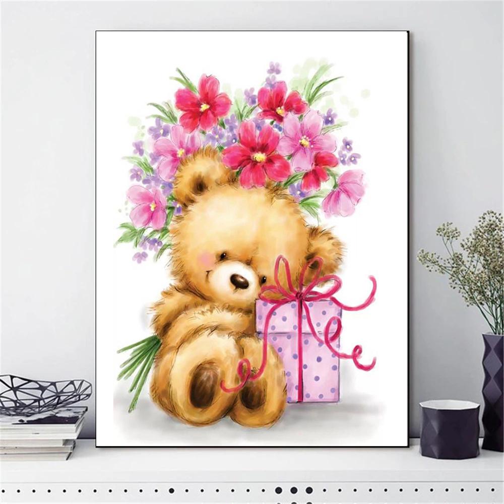 5D Diamond Painting New Arrivals Cartoon Bear Full Square/Round Embroidery Animal Flower Mosaic Home Decor Handmade Gift
