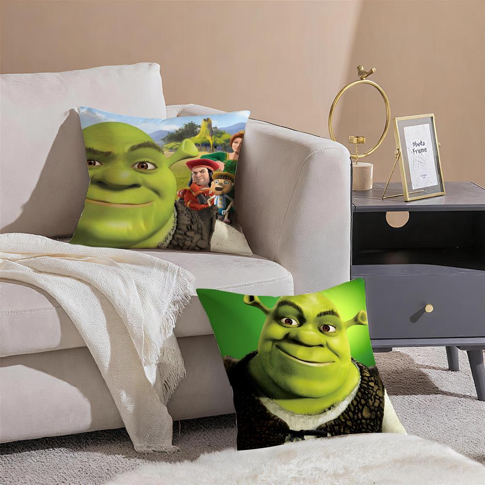 Hilarious Movie SShrek Cushion Cover Pillowcase Short Plush Invisible Zipper Room Sofa Cushion Cover