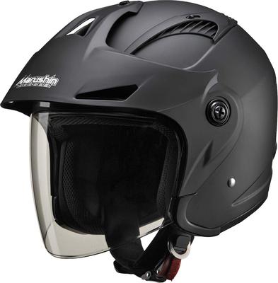 Capacete de Motocicleta MARUSHIN com Viseira Jet Preto Fosco Tamanho Livre 3853 M-385 (57-60 cm)