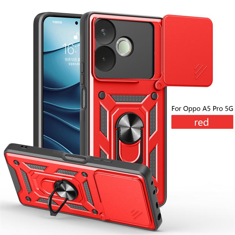 Funda For OPPO A5 Pro 5G Case Shockproof Armor Slide Lens Protector Phone Case For OPPOA5 Pro A5Pro 5G Magnetic Ring Stand Cover