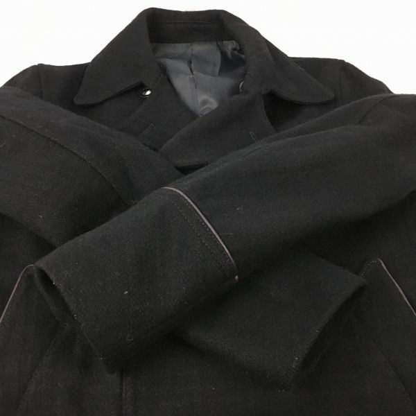 TK TAKEO KIKUCHI Wool Short Pea Coat Black Size L(USED)