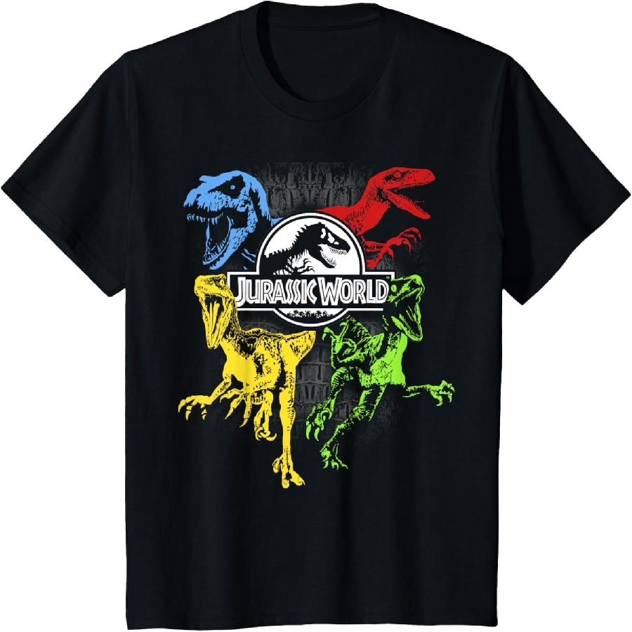 Jurassic World Primary Color Raptors & T-Rex T-Shirt S чёрный