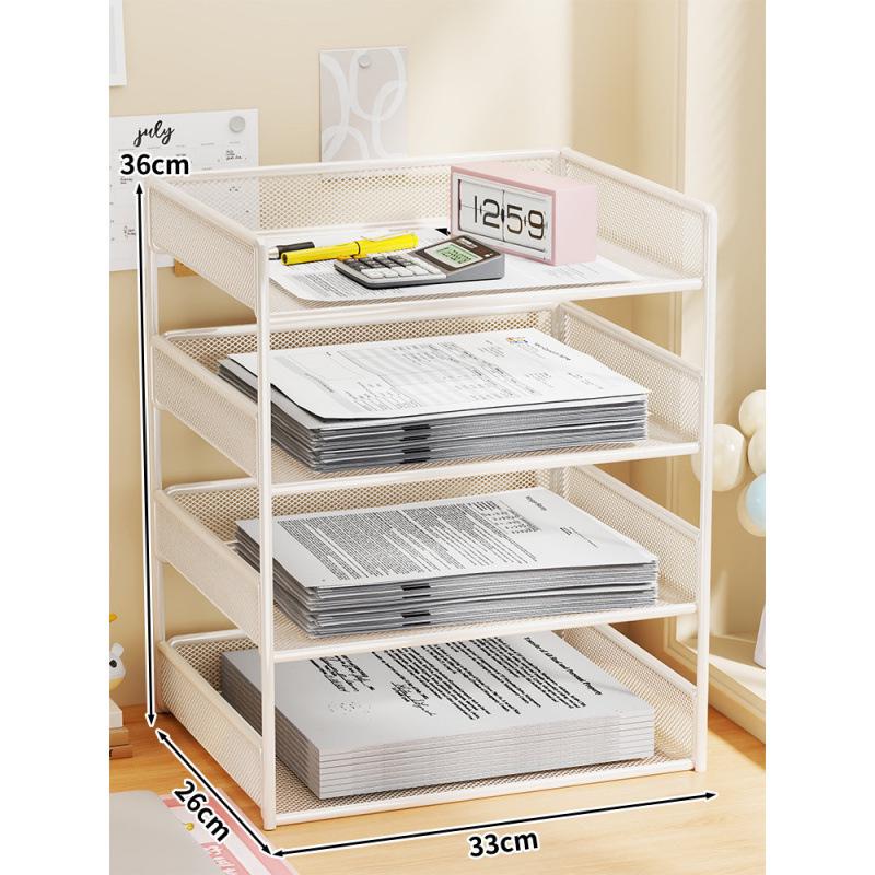 Desktop File Organizer Multi-Layer Storage Rack for Office Supplies and Books