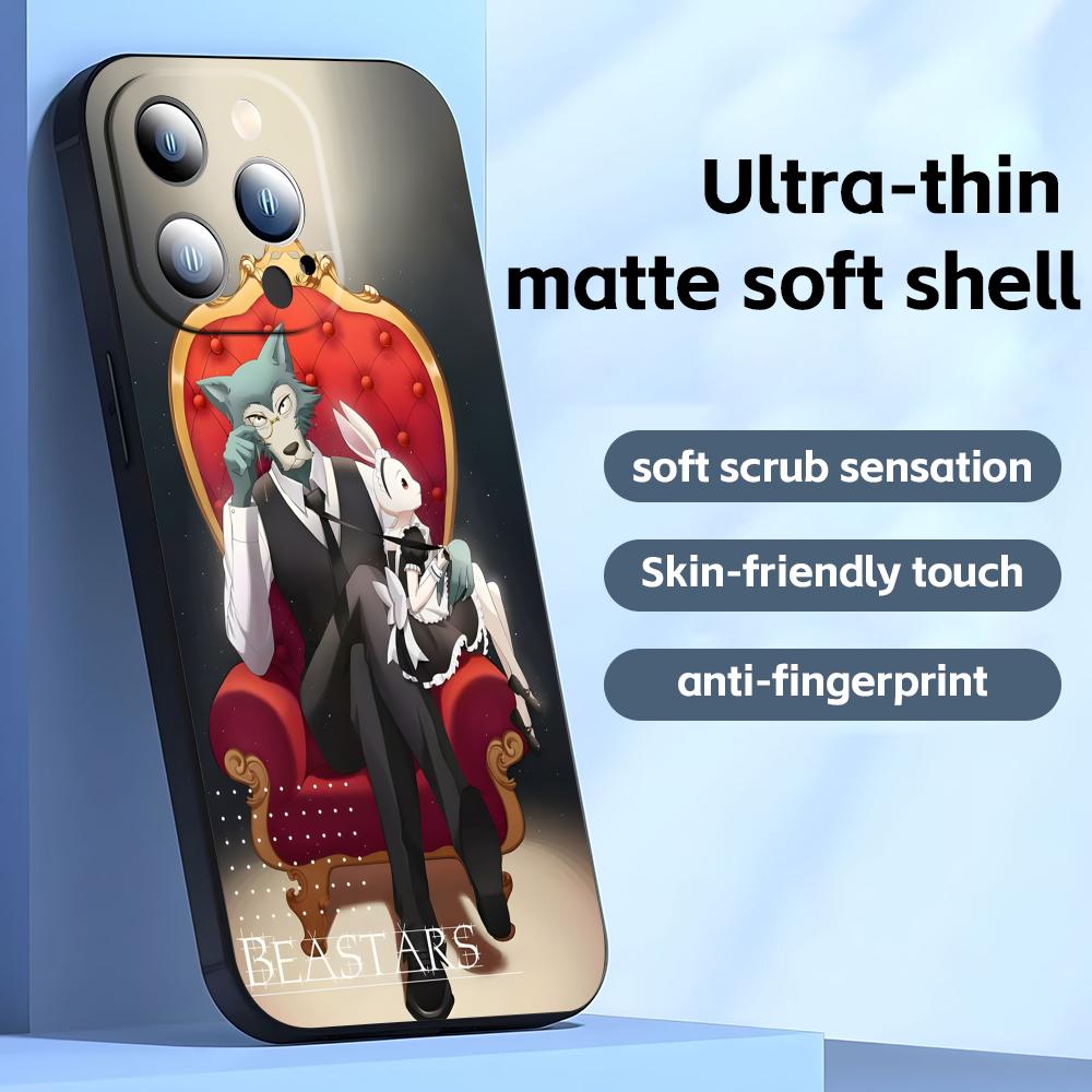 BEASTARS Telefoonhoesje Voor iPhone17 16 16e 15 14 13 12 11 Plus Mini Pro Max Zwart Zacht Schokbestendig Hoesje