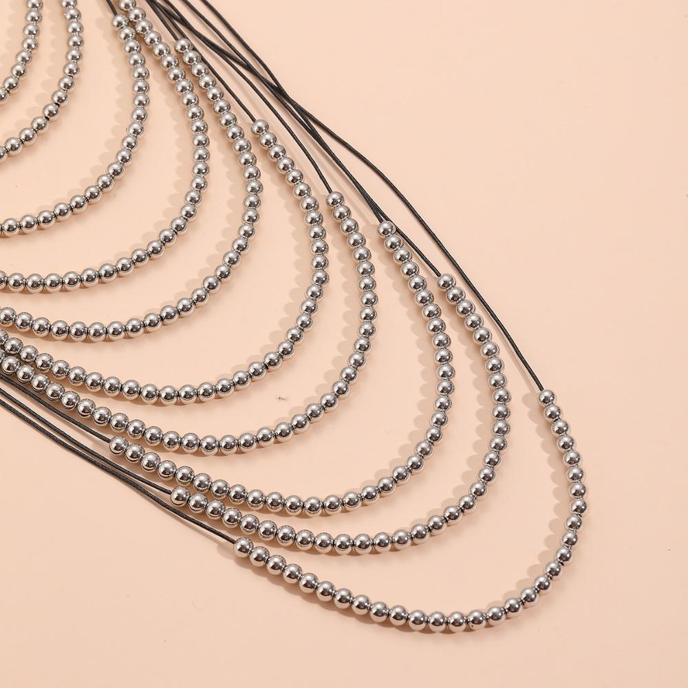 Layered Tassels Necklace Boho Multilayer Imitation Pearl Necklace  Wedding Jewelry