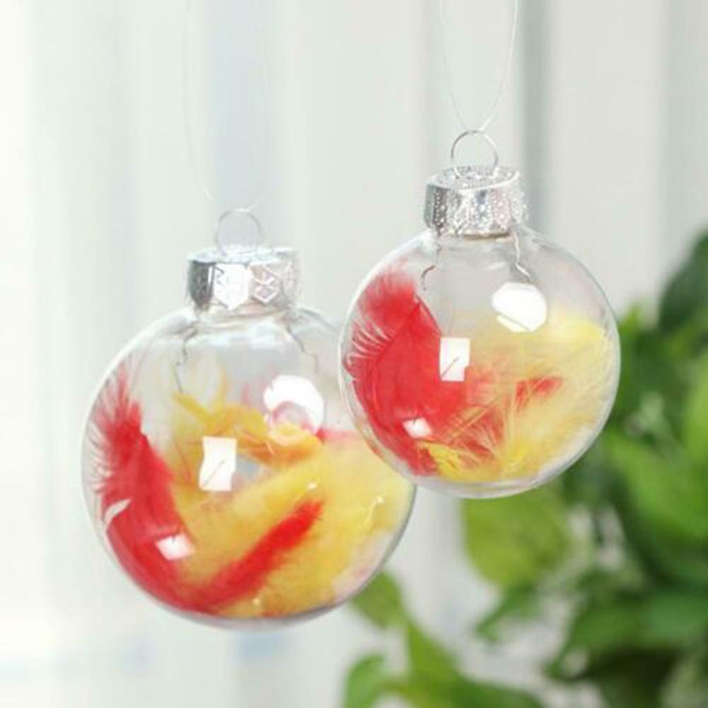 12Pcs Transparent Christmas Balls Spheres Xmas Tree Drop Ornaments 6/8/10cm Clear Iridescent Glass Bauble Home Party DIY Decor
