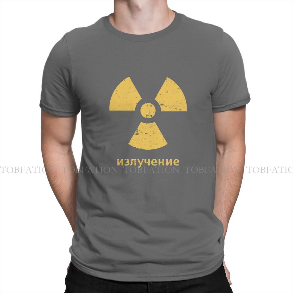 Radiation Symbol Men TShirt Russian USSR CCCP Crewneck Tops 100 Cotton T Shirt Humor High Quality Birthday Gifts