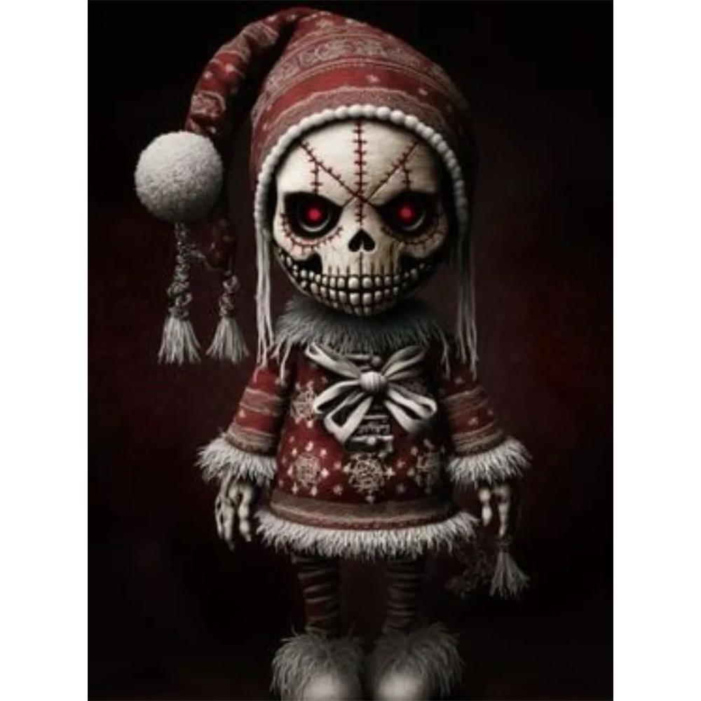 2026 New Dark Gothic Automaton Doll 5d Full Diamond Painting Skeleton Cartoon Character Crystal Cross Stitch Mosaic Home Decor