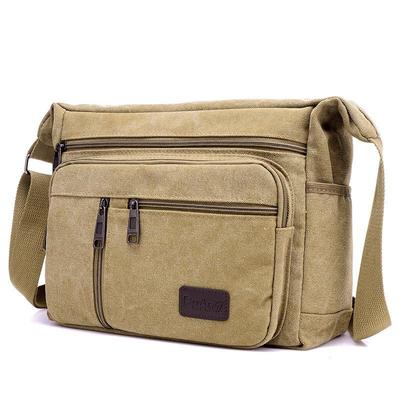 Men's Canvas Messenger Bag Multi-Pocket Crossbody Bag Casual Daily Shoulder Bag for Men