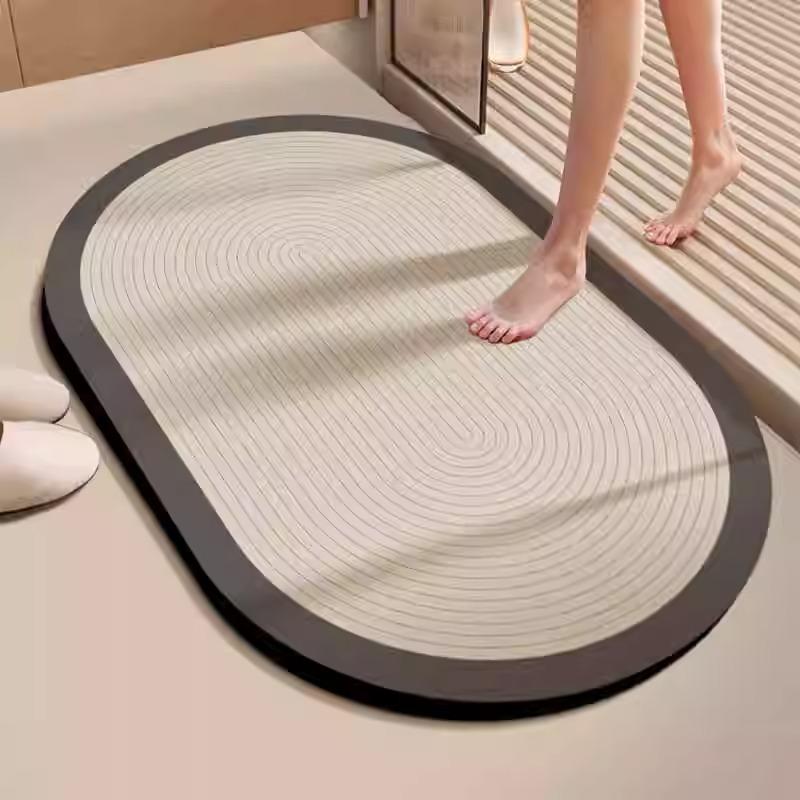 Creamy Air Bathroom Floor Mat Home Dirt resistant Non Slip Foot Mat Can Cut Diatom Mud Floor Mat Bathroom Moisture-wicking Carpet