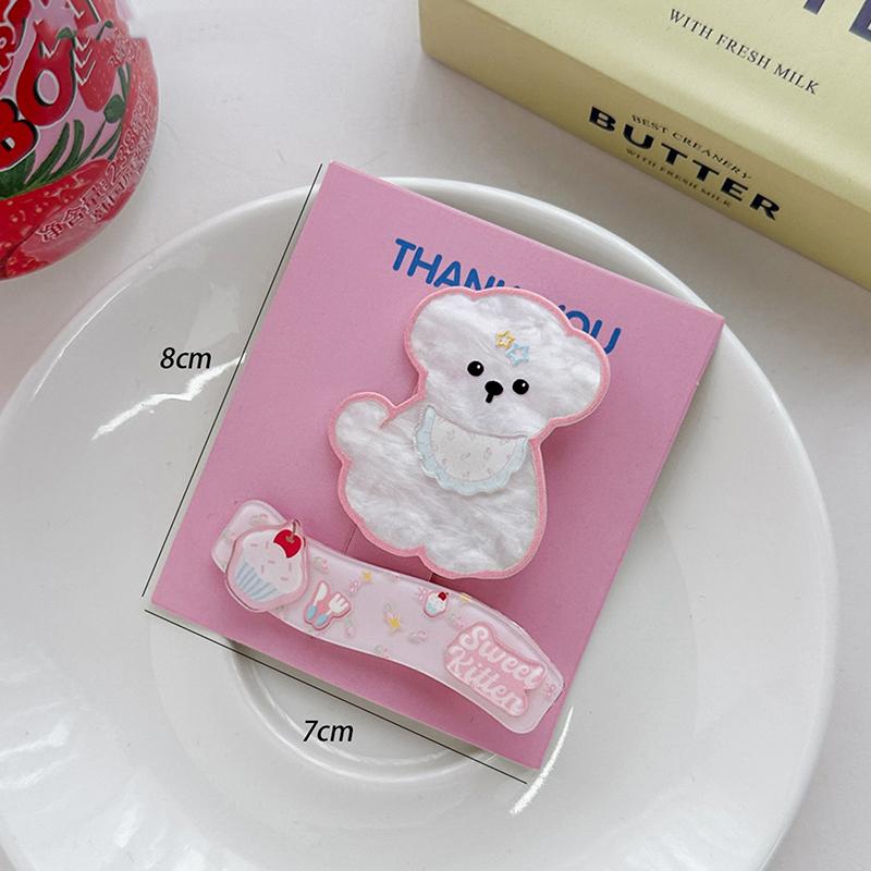 

2 шт. заколка для волос щенка котенка милая забавная заколка для волос мультяшное животное сбоку сломанная заколка для волос с клювом утки аксессуары для волос розовый