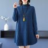 Half Turtleneck Knitted Dress for Women In Autumn and Winter Long-sleeved Mid-length Sweater Loose and Casual Pullover