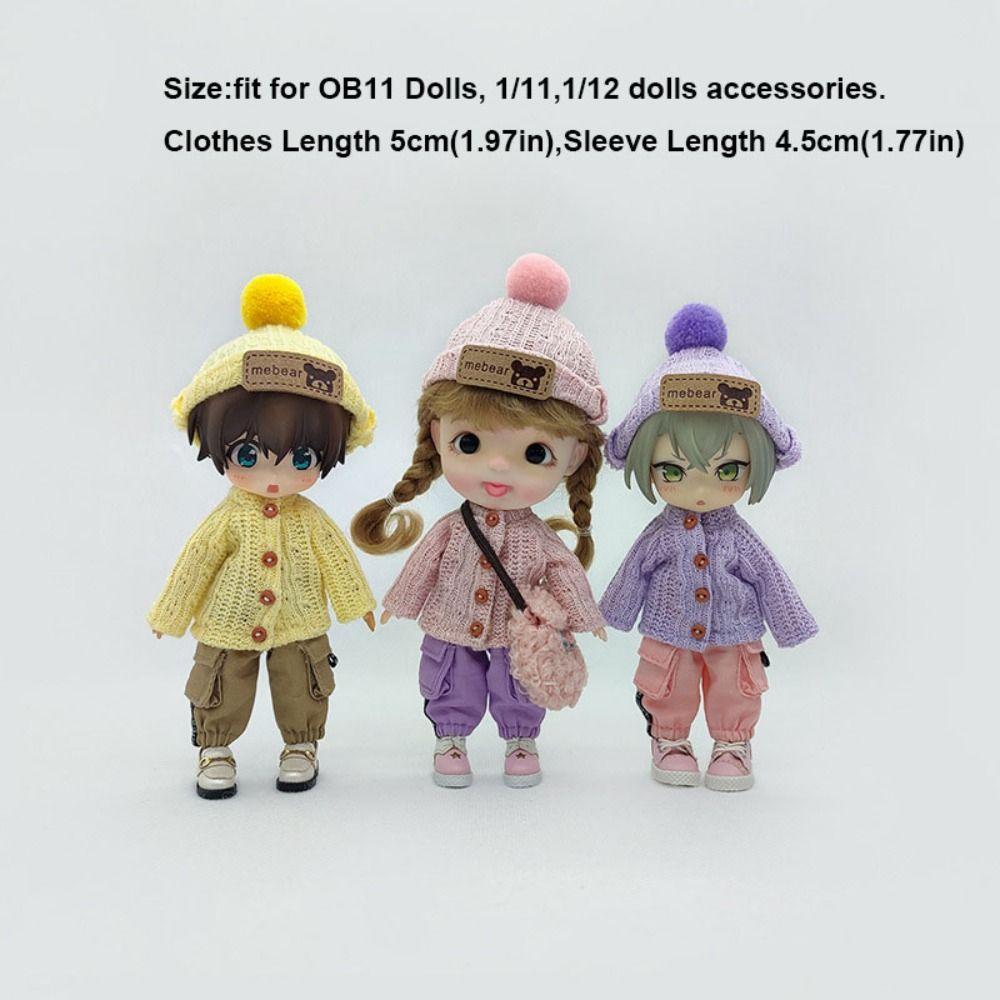 Handmade Doll Knitted Sweater Cardigans Multicolored Mini Casual Clothes Kids DIY Gift Toys for 1/11 1/12 Dolls For OB11 Dolls