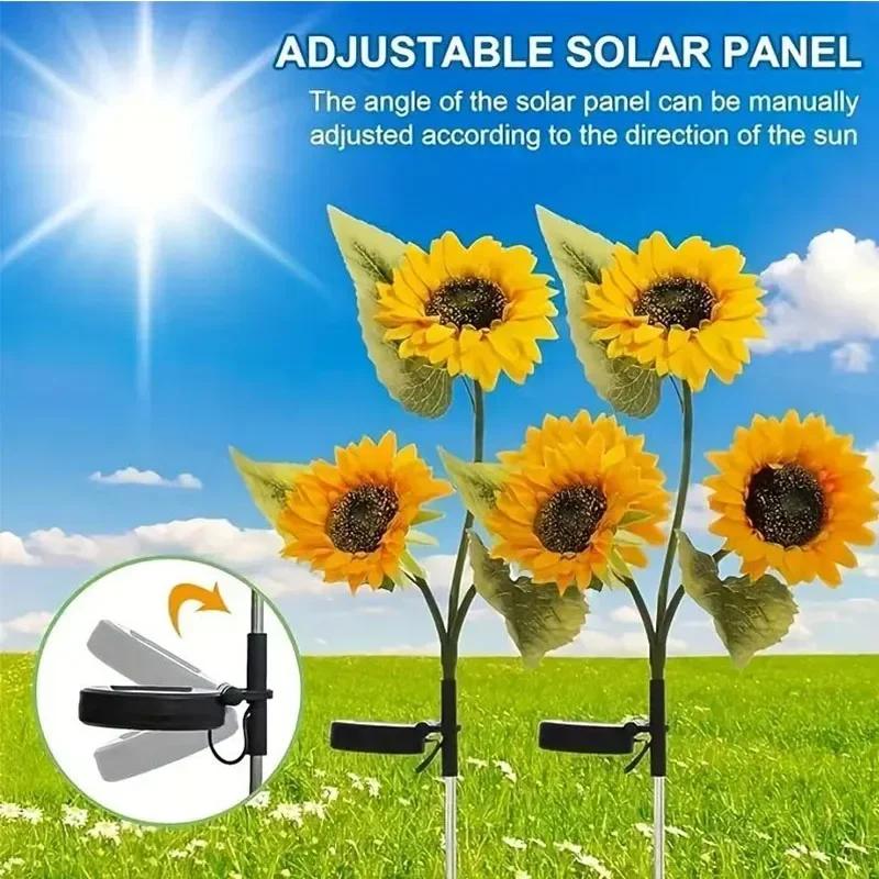 Solar LED Simulation Sunflower Light 1/3 Head Outdoor Waterproof Lawn Night Lights Landscape Lamp Home Decoration Patio Lighting