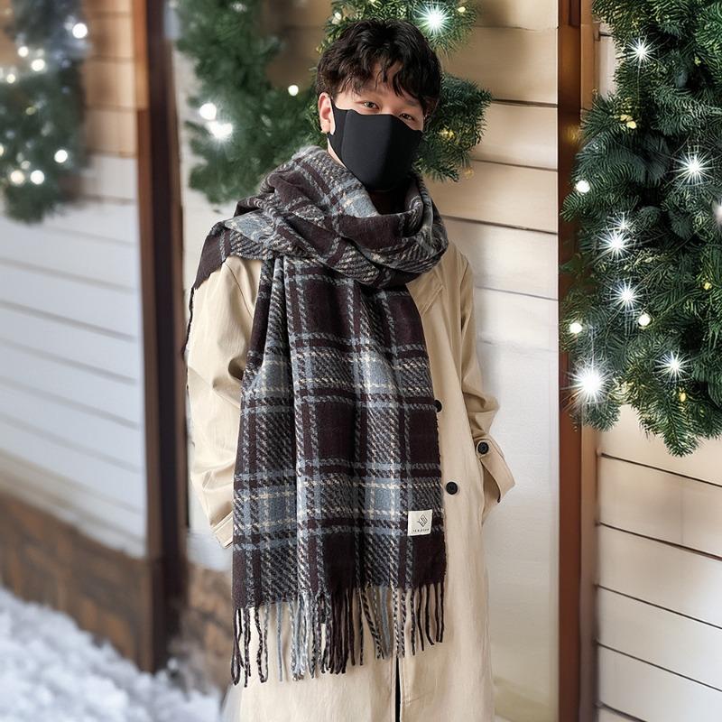 Winter Christmas red atmosphere soft waxy scarf female couple style holiday gift high sense angola red plaid shawl