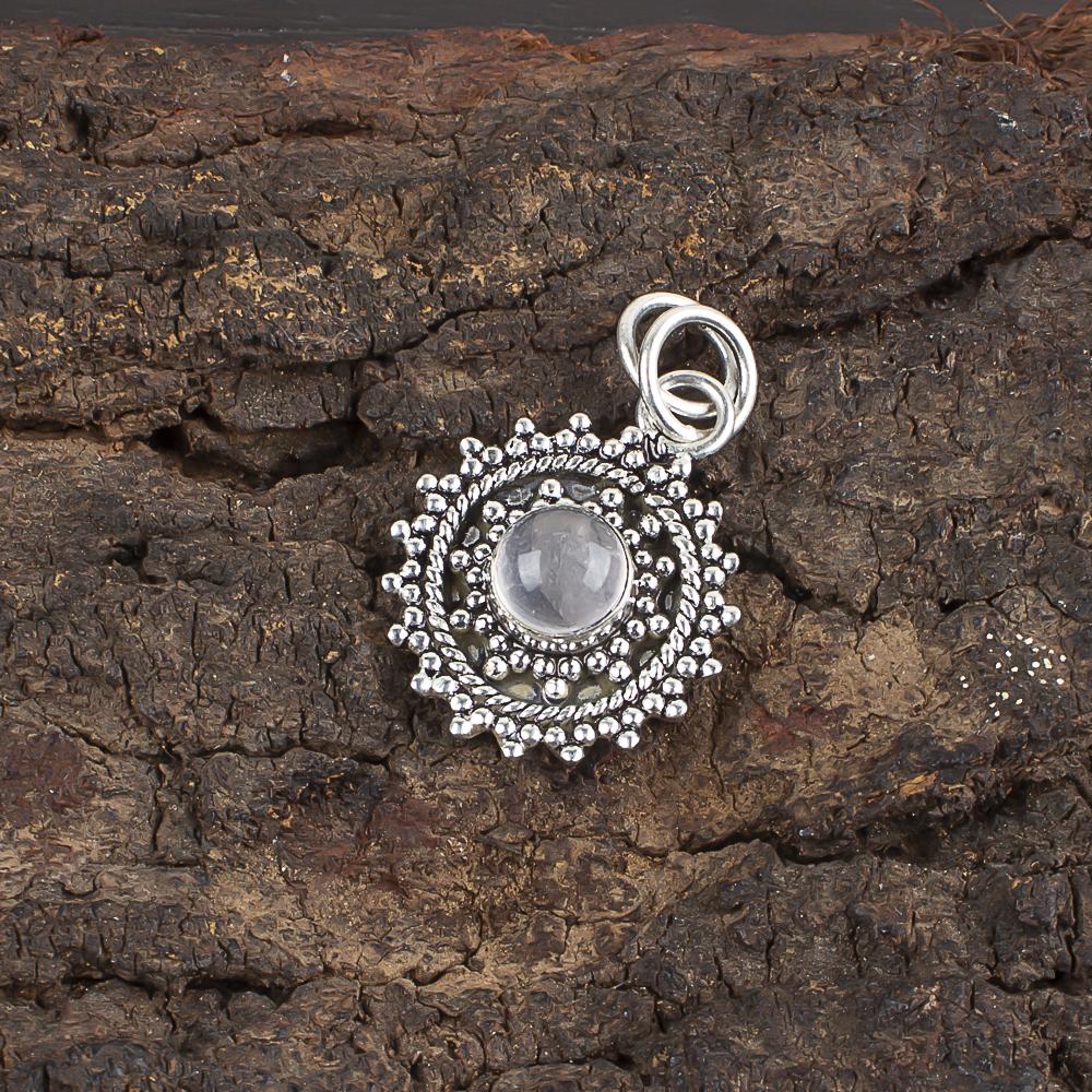 Rosenquarz Edelstein Anhänger Schmuck, 925 massiv Sterlingsilber Anhänger, AAA+ Silberschmuck Handgefertigt Bezauberndes Geschenk für Sie