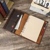 Handmade Vintage Crazy Horse Leather A5 Notebook Cover With 6-Hole Refillable Ring Binder Office Journaling