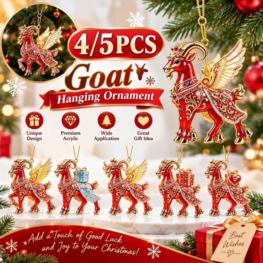 2D Flat Goat Pendant Shining Christmas Tree Ornament Animal Hanging Decoration  Shop Window Display