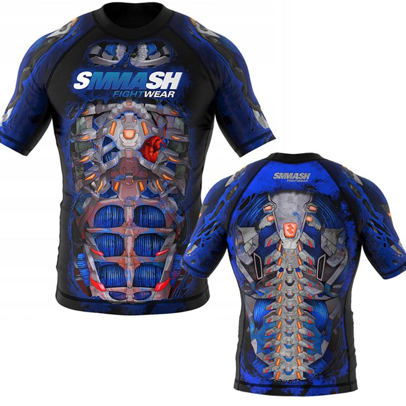 Nouveau Homme Manches Courtes Sport Chemise Homme Séchage Rapide MMA T-shirts Collants de Compression Homme Impressions 3D T-shirts Tops Salles de Sport Musculation Rashguard