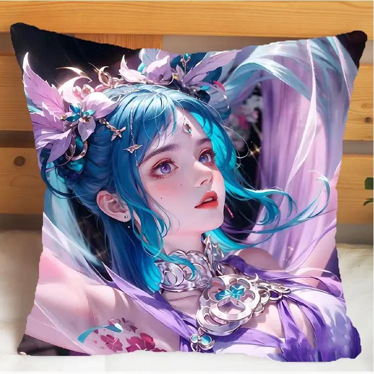 Arena of Valor Honor of Kings Diao Chan Pillow and Pillowcase Cushion Cover Case Double Sided Print Plush Throw Pillows 40x40cm