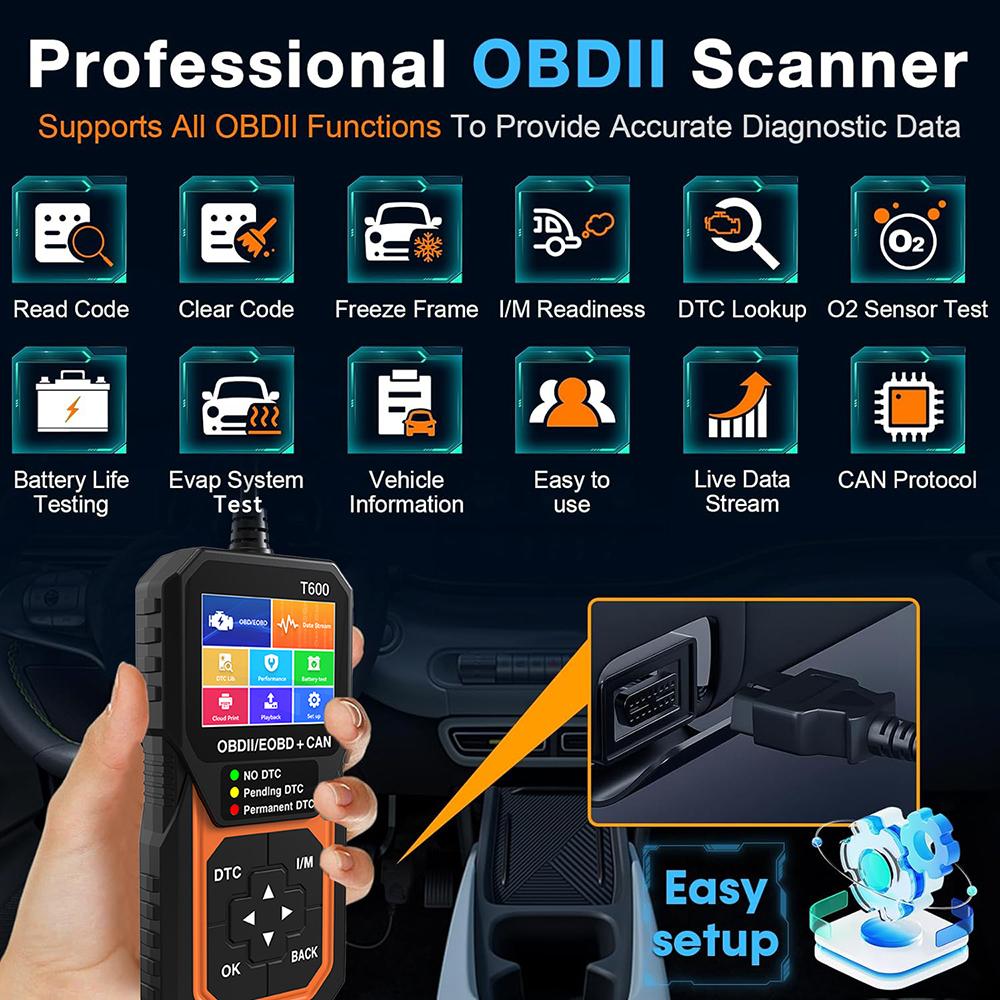 TOPDON AL400-A Lector De Código OBD2, 10 Funciones OBD2, Comprobación De Luz Del Motor/Prueba De Emisión De Humo, Prueba De Sensor O2/EVAP, Actualización Gratuita De Por Vida