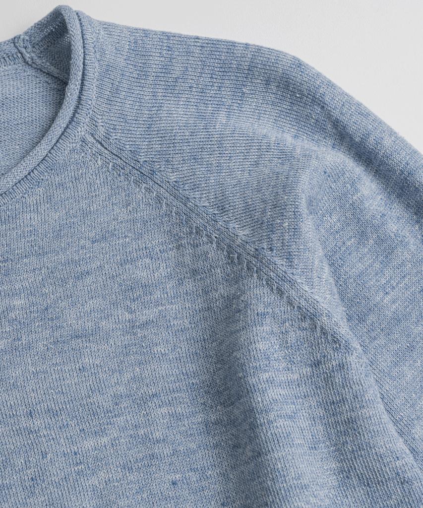 Bihebieo European Flax™ Linen Roll Neck L/S Knit Sea Blue