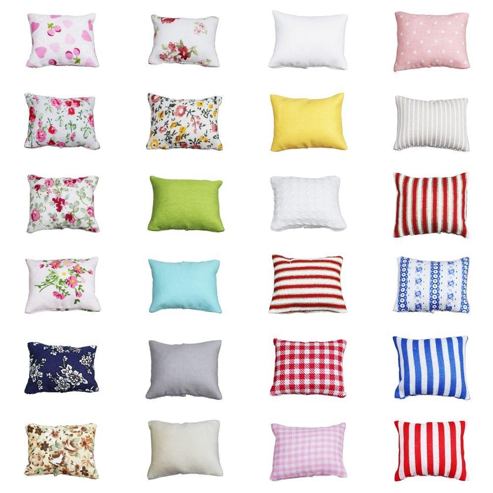 Pretend Play 1:6/1:12 Dollhouse Furniture Doll House Accessories Simulation Plaid Pillow Gifts