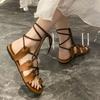 Women Sandals 2025 Summer New Fashion Flat Open Toe  Tie Ladies Shoes Casual Elegant Dress Lace Up Beach Gladiator Sandals