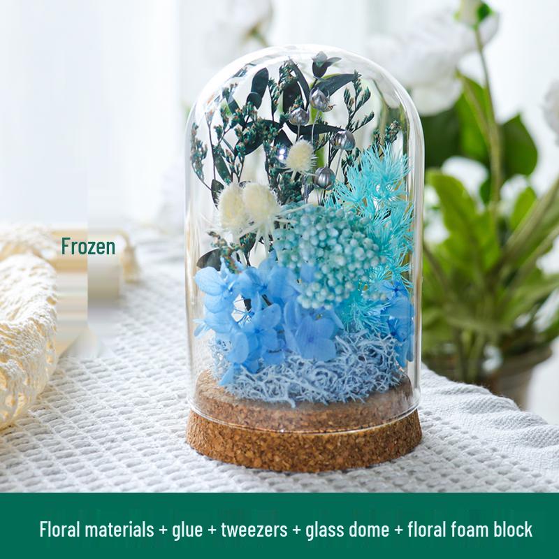 Preserved Flower Glass Dome DIY Kit for Handmade Decoration and Gifts