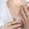 Exquisite French Titanium Steel 18K Gold Double-Layer Clavicle Necklace with Square Rhinestones for Women