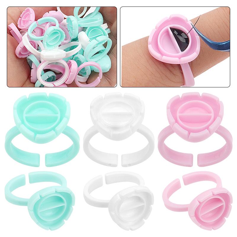 100-Pack Eyelash Grafting Rings: Blooming Cup Lash Glue Holder for Makeup Tools