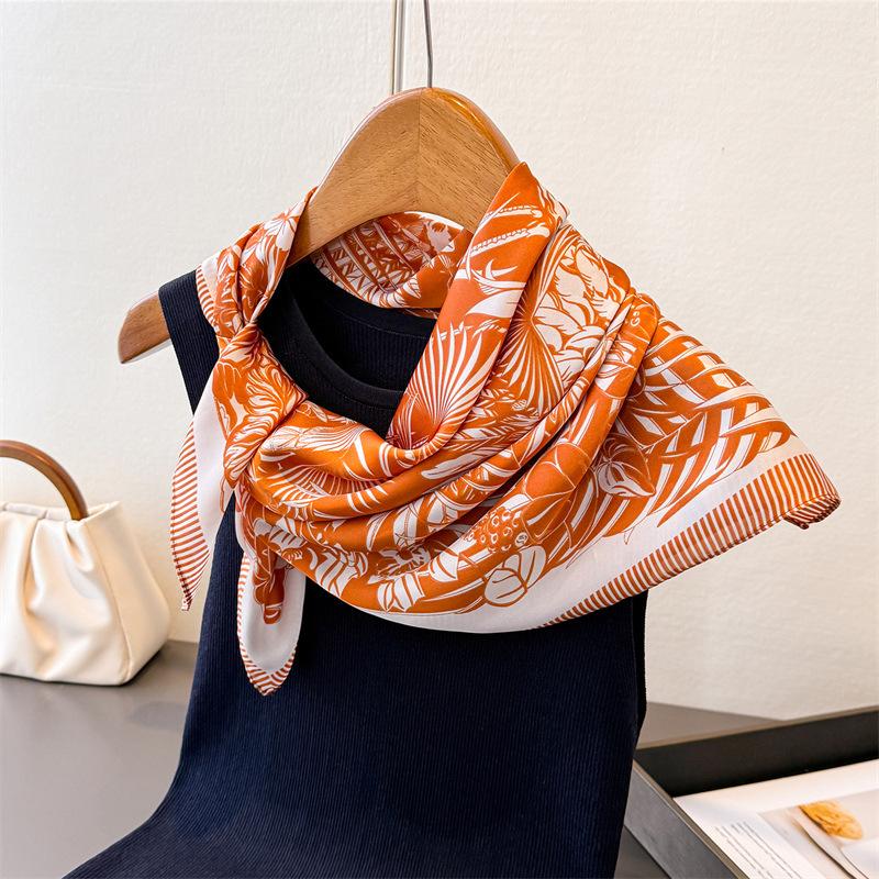 2026 New Spring Summer Women Scarf Silk Print Satin Scarves Shawl Headband Hijab Bandana Wrap Bufanda Fashion 70*70cm