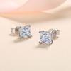 KNOBSPIN D Princess Cut Moissanite Earring S925 Sliver Plated with White Gold Earrings for Women Fine Jewelry