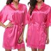 Silk Plain Womens Satin Robes Bridal Wedding Bridesmaid Bride Gown Robe Bath