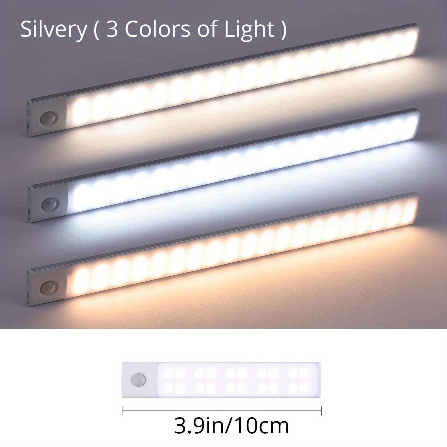 

LED Motion Sensor Cabinet Light, Wireless Magnetic USB Rechargeable Kitchen Night Lights for Wardrobe Closets Cabinet Cupboard Stairs Corridor Shelf 3.9in/10cm срібний