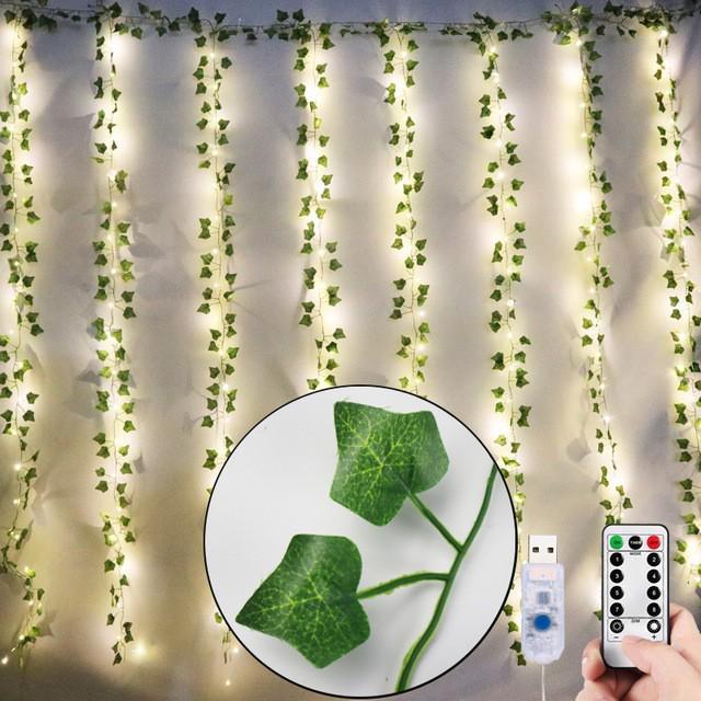 USB-Controlled LED Copper Wire Green Leaf Fairy Lights for Home Decor