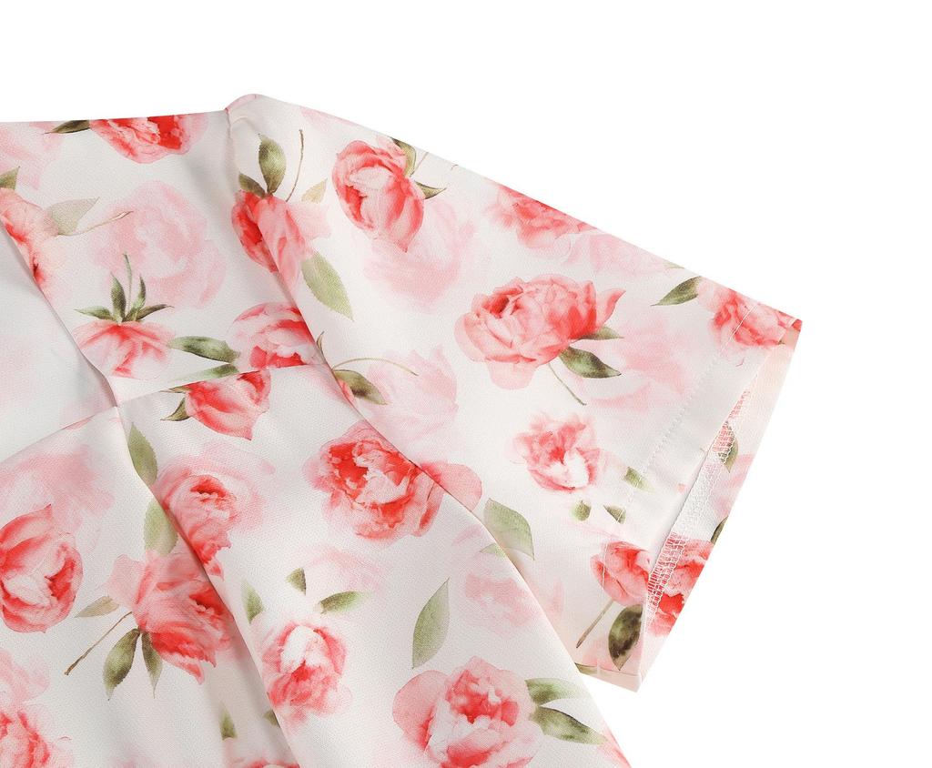 Letnia sukienka z kwadratowym dekoltem i nadrukiem w stylu vintage Hepburn