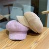 New Chenille Octagonal Cap  Peaked Cap for Women Korean Version Versatile Autumn and Winter Hat Warm Women's Solid Color Pumpkin Beret Trendy