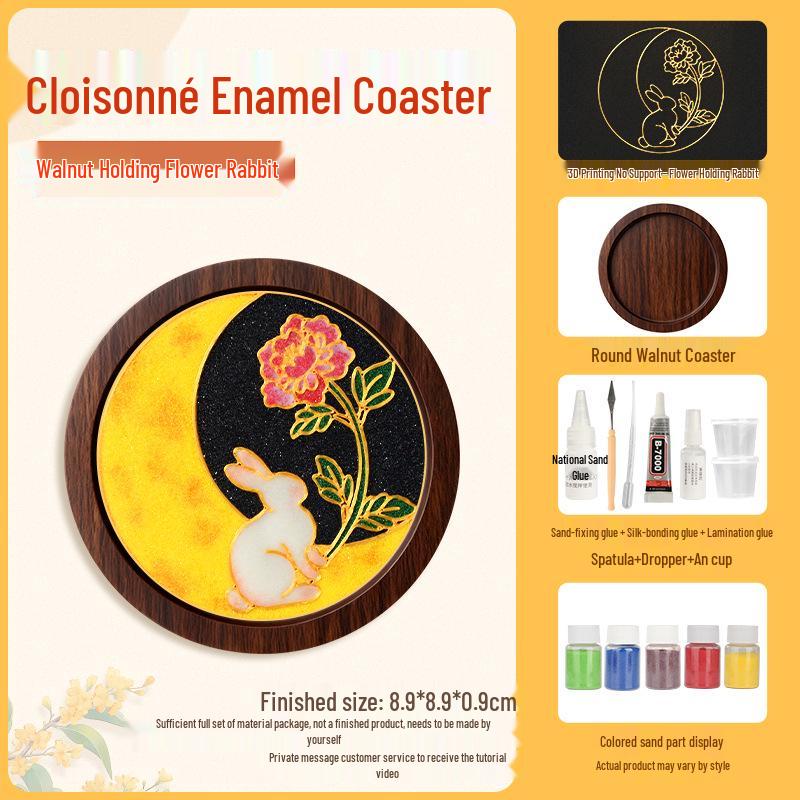 Cloisonné DIY Coaster Kit: Jingtailan No-Wire-Drawing, Chinese Style, Handmade Team Building Activity