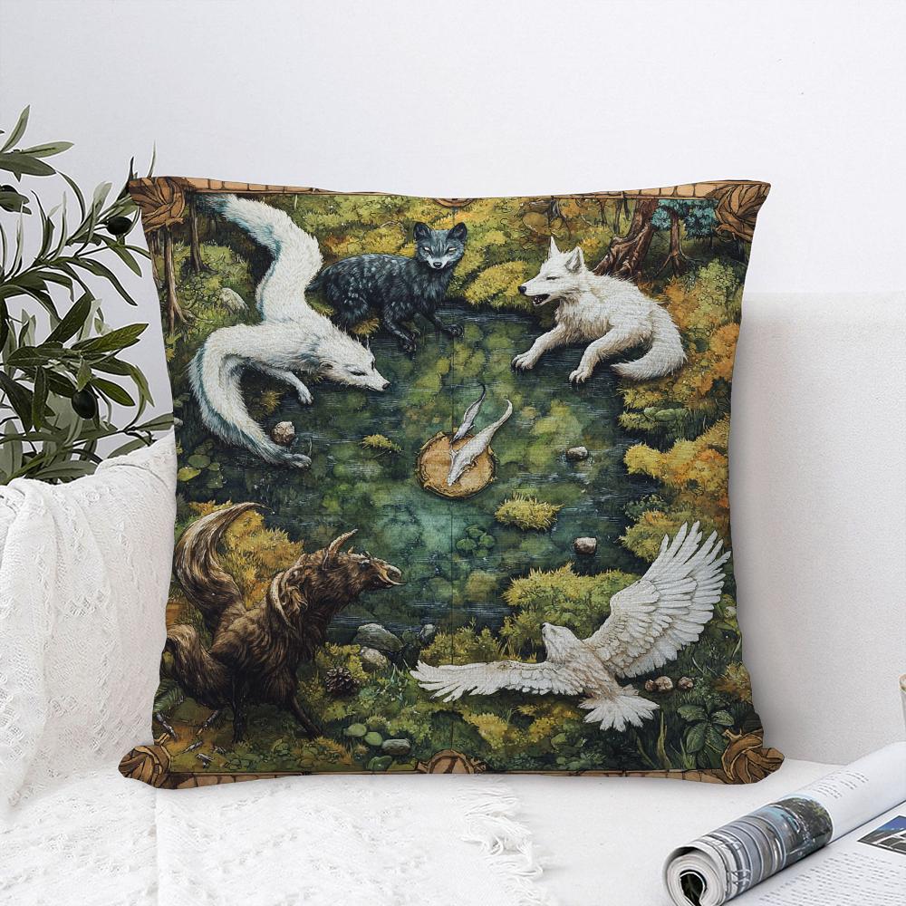 Animal Vintage Portrait Pillow Case Sofa Decorative Home Double-Sided Print Plush Square Throw Pillow Covers Cushion Decor Cover