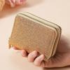 Women’s Double Zip Card Wallet PU Leather Glitter Accordion Credit Card Holder Large Capacity Coin Purse Organizer Wallet