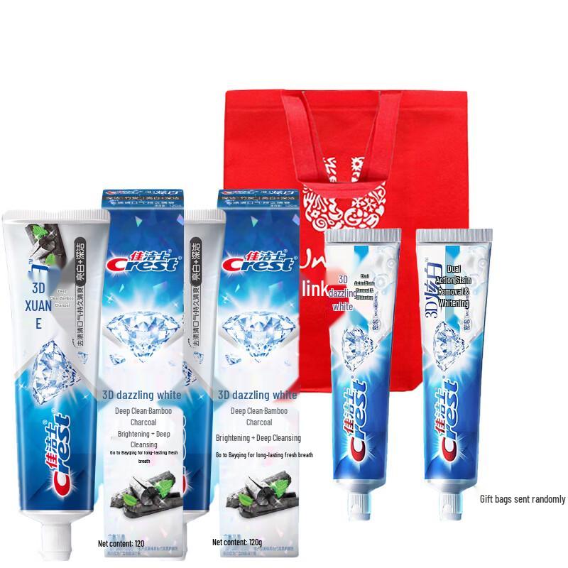 Crest 3D White Dual-Effect Whitening & Charcoal Toothpaste, 4-Tube Value Pack