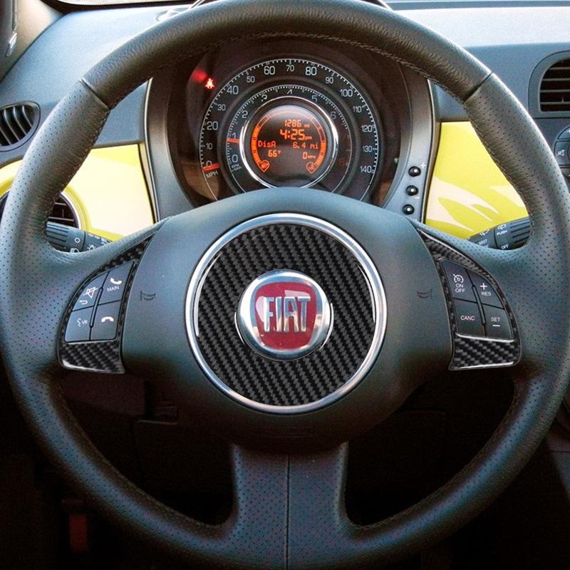 Suitable for 12-15 Fiat 500 car interior modified carbon fiber steering wheel set decoration stickers