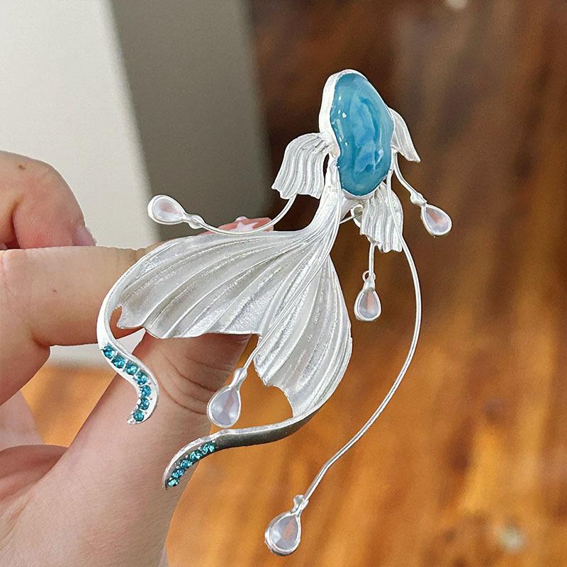 

Exquisite Romantic Blue Rhinestone Deep-sea Elf Jellyfish Brooch for Women High-end Corsage Clothing Accessories Jewelry Gifts