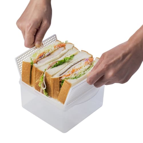 Kokubo Industries Kokubo Sandwich Storage Container, Mesh x Case, Easy to Use, Quickly Removes Food, Stays Dry, Perfect for Cutting Boards, Bread, Pic